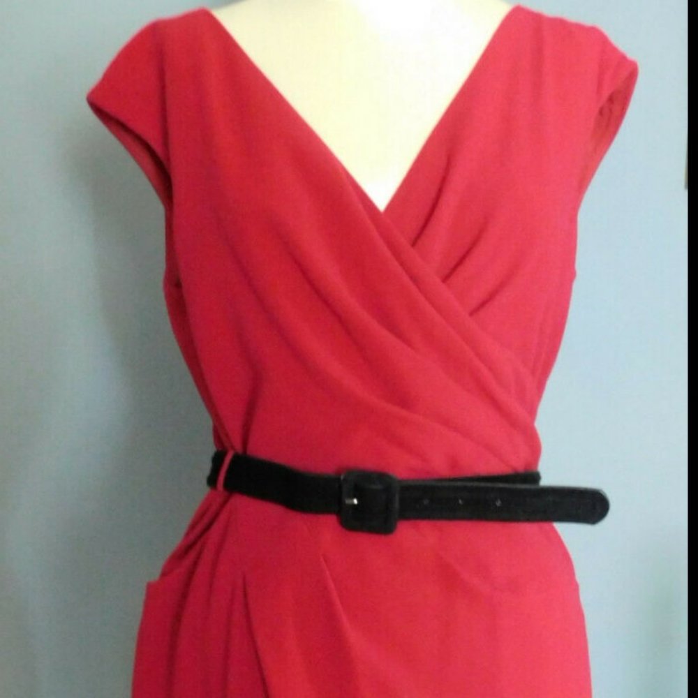 Vintage 90's crepe Jones new York dress~red~10
